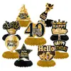 Guirlanda de decoração de aniversário transfronteiriça ornamento pendurado espiral banner de aniversário de 40 50 60 anos decoração pendurada ornamento de favo de mel