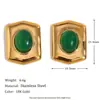 Pendientes Ins de Moda Europea y Americana Retro Elegantes Personalizados de Acero Inoxidable Chapado en Oro de 18K Geométricos Hexagonales Tipo Escudo para Mujer
