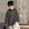 Camiseta de Manga Larga para Niños, Estilo Primavera y Otoño, Nuevo Modelo 2026, Ropa Infantil, Camiseta Base Rayada Genial, Sudadera Camiseta de Otoño para Niños Mayores