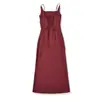 26048 -26 Otoño Estilo Europeo y Americano Sexy Color Sólido Espina de Pescado Abertura Vestido Lencero Ajustado Vestido Largo Vestido de Noche Vestido Lencero