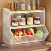 Estante de almacenamiento de cesta de verduras estante de almacenamiento de verduras de cocina cesta de almacenamiento de hierro forjado cesta de almacenamiento de encimera de frutas y verduras para el hogar