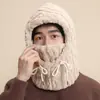 Chapéu Masculino Quente para Outono e Inverno, Forrado com Fleece e Espesso, Chapéu Fashion à Prova de Vento para Ciclismo, Proteção Auricular para Exterior, Chapéu com Máscara Facial à Prova de Frio