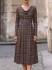 Otoño/Invierno 2026 Ropa Nueva Transfronteriza Europea y Americana para Mujer Estación Independiente de Amazon Vestido Largo a Cuadros Vestido Estampado para Mujer