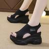 Sandalias deportivas de verano para mujer, con plataforma, tacón alto, suela gruesa y suela de pez, estilo hada, de punto, novedad