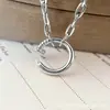 Collar de uñas con taladro de cabeza y cola de diamantes completos familia K versión alta, mismo estilo que las socialités, estilo de lujo ligero, incrustado con diamantes, sensación de alta gama, cadena para la clavícula