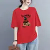 Camiseta de Manga Corta Estilo Mamá de Comercio Exterior Transfronterizo para Mujer, Holgada Talla Grande, Adelgazante, Cubre Vientre, Top Estampado de Media Manga