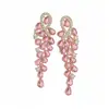 Pendientes de Plata Europeos y Americanos Transfronterizos con Incrustaciones de Diamante y Borlas de Gota de Agua, Pendientes de Personalidad de Lujo Ligero con Trabajo Pesado, Adornos para Orejas de Alta Gama Nicho para Mujeres