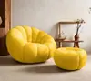 Sillón Sofá Perezoso de Calabaza, Sillón Reclinable de Algodón Comprimido al Vacío Sofá de Ocio con Reposapiés