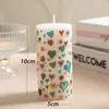 Calcomanías Brillantes en Forma de Corazón de Colores Velas Cilíndricas Grandes Decoración para Bodas Hogar Decoración de Ambiente para Hotel Velas sin Aroma