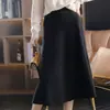 Nova saia midi de lã, peso pesado, saia plissada para mulheres, espessa, macia e quente, elegante