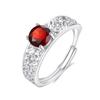 Anillo de Plata de Ley S925 con Cristal Natural Granate Topacio Fresco Elegante Diseño Hueco para Mujer Lujo Accesible Sentido de Alta Gama