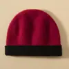 Gorro 100% Cachemir Puro para Mujer Otoño e Invierno Nuevo Doble Cara Frío Versátil Cálido Tejido de Lana