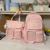 Mochila girlish estilo campus com acabamento em renda de bolinhas amarelo-creme, bolsa macia estilo coreano para menina, bolsa para sair às compras na rua, bolsa de estudo atmosférica