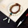 Pulseira Minimalista Dourada de Sândalo Verde e Contas de Bodhi Feita à Mão 8/10mm Joia de Sândalo Verde de Círculo Duplo Atacado