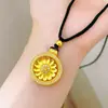 Tienda de Oro Mismo Estilo Collar de Oro Antiguo para Mujer con Colgante de Calabaza, Cadena para Suéter de Brújula de Ocho Tesoros Giratoria, Joyería Chapada en Oro de Cobre