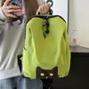 Verde lima vibrante, mochila suave y linda de gato negro, perfecta para niñas y estudiantes, con un estilo dulce y genial, adecuada para ir al trabajo, uso casual y versátil para diversas ocasiones