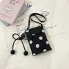 2026 Bolso Cruzado Nuevo de Lino con Contraste de Lunares, Bolso Cuadrado Pequeño, Bolso Cubo de Patchwork de un Solo Hombro, Bolso para Teléfono de Axila