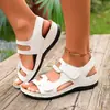 Nuevas Sandalias de Comercio Exterior Talla Grande Huecas de Velcro con Suela Gruesa para Mujer, Chanclas de Playa Abiertas Transfronterizas con Suela Suave Cosidas