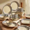 Set de Bol y Plato de Alto Valor Estilo Japonés Vajilla de Cerámica Tazones Caseros Platos Bol para Ramen de Alto Valor Palillos Ama de Casa Moderna