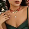 Gargantilla de cuentas transfronteriza europea y americana para mujer collar navidad navidad Muñeco de nieve regalo joyería de cristal de imitación