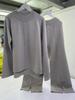 Produtos europeus 2023 outono e inverno Novo suéter pullover de cor sólida solta duas peças conjunto de fenda malha calças de pernas largas terno moda