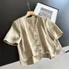 2026 Camisa de Manga Corta con Cuello en V y Textura Arrugada Cárdigan Delgado Primavera/Verano Top Capa Base Venta al por Mayor H07ET8038