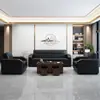 Sofá de Oficina, Estilo Moderno Simple de Negocios, Juego Combinado de Mesa de Café de Tres Plazas para Recepción y Negociación, Sofá de Oficina