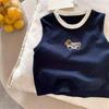 Camiseta de Verano de Manga Corta para Niños Tops sin Mangas de Algodón Puro para Niños Chaleco de Verano Versátil Cuello Redondo Estilo Coreano Chaleco Moderno
