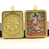 Xizang 3.5X4.5 Pingente Thangka Dourado Oito Santos Padroeiros Cinco Anciãos Deus Amarelo da Riqueza Mahakala Buda Pingente Amuleto