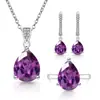 Transmisión en Vivo TK Región de EE. UU. Sudeste Asiático Venta Caliente Pendientes de Corazón Ocho Flechas Forma de Pera Pinzas para Orejas de Imitación Plata Juego de Joyería de Anillo y Collar