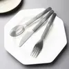 Set de Cuchillo, Tenedor y Cuchara Desechables, Cubiertos Engrosados para Comida para Llevar, Comida Occidental, Cucharas de Postre, Empacados Individualmente, Venta al por Mayor, Se Puede Imprimir con Logo