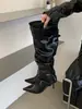 Botas longas femininas de salto agulha 2026 outono e inverno novo estilo botas femininas bico fino cano alto over-the-knee botas longas sapatos de salto alto Botas Martin
