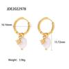 Pendientes de aro de acero inoxidable chapados en oro con perla natural de agua dulce de 18 quilates estilo INS para mujer.