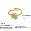 Anillo de nariz de cerdo de acero inoxidable chapado en oro estilo de lujo de alta gama, flor de cuatro pétalos con forma de corazón, anillo abierto multicapa con circonita cúbica completa, joyería para mujer