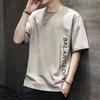 Hongxinjie, venta al por mayor, ropa de verano de cuello redondo, suelta, de media manga, para hombre, camiseta básica coreana, camiseta para adolescentes