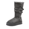 Estilo quente de sola grossa 2026 para aumentar a altura de pessoas baixas botas longas femininas botas de neve forradas com fleece sapatos de algodão de uso duplo outono e inverno novo estilo