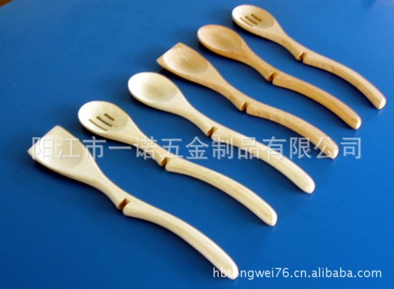 Q-032竹木餐具,木锅铲,木叉,木汤勺,木碗_