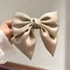 Grampo de cabelo de cetim liso com laço novo, presilha elegante de mola, acessório de cabelo estilo princesa, atacado