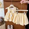 Conjunto de Verano para Niñas Chaleco de Patito Pantalones Cortos Florales Vestido sin Mangas para Niña Moda de Comercio Exterior