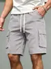Pantalones Cortos de Trabajo para Hombre Verano Casual de Longitud Media Rectos 2025 High Street Ins Color Sólido Holgados Shorts Deportivos para Hombre