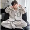 Pijama para niños, ropa de estar cálida de forro polar coral para otoño e invierno, conjunto de franela de corte holgado para niños y niños mayores