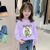 H2528 # Camiseta de Manga Longa 100% Algodão para Meninas Estilo Novo da Primavera Roupas Infantis para Bebês Moda Versátil Casual Camada Base