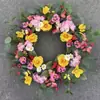 Guirnalda de Flores Silvestres para Puerta 50X50X5 Colgante Decoración del Hogar Planta Artificial Guirnalda de Primavera