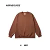 Ag300 Europeu e Americano Transfronteiriço Pesado Cor Sólida Solta Masculino Gola Redonda Mistura de Algodão Moletom Dupla Face Estilo Coreano Casual Manga Longa