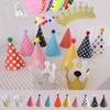 Set de Sombrero de Cumpleaños de Dibujos Animados Navideños Arreglo de Ambiente para Niños Sombrero Puntiagudo con Bola de Pelo Corona Sombrero Triangular Venta al por Mayor