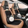 Funda de Asiento de Coche Transfronteriza, Nuevo Cuero Seda Helada, Totalmente Cerrada, Transpirable, Resistente al Desgaste, Funda de Cojín de Asiento Universal para Coche de Cinco Plazas