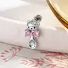 Nuevo Pendiente de Hueso de Oreja de Gatito con Lazo Dulce Retro de Henson, Joyería de Piercing de Diseño de Nicho
