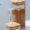 Taza de Vidrio Cuadrada con Asa de Color para Uso Doméstico con Asa Taza de Agua Taza de Té Alta Apariencia Vidrio de Borosilicato Alto Taza para Leche y Jugo