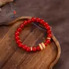 Artículo popular de transmisión en vivo método antiguo oro de arena incrustado con diamante Lu Lu Tong pulsera de ágata roja nuevo estilo chino Hora de tener suerte collar Lu Lu Tong