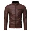 Chaqueta de Cuero Ajustada Gruesa Atractiva Chaqueta Casual para Hombre Chaqueta de Motocicleta Invierno PU Tendencia Primavera y Otoño Chaqueta de Cuero